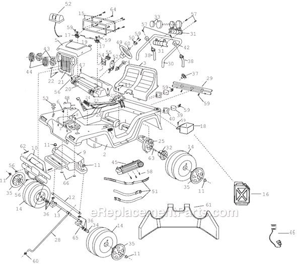 Page A Diagram and Parts List for 78477-9993  Power Wheels Ride-On Cars